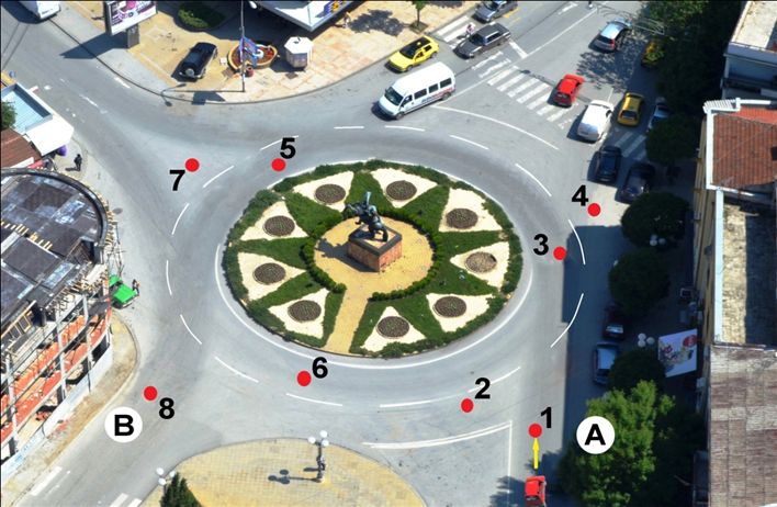 Vetura nga pozita A deri te pozita B do të lëvizë nëpër drejtimin e ardhshëm: